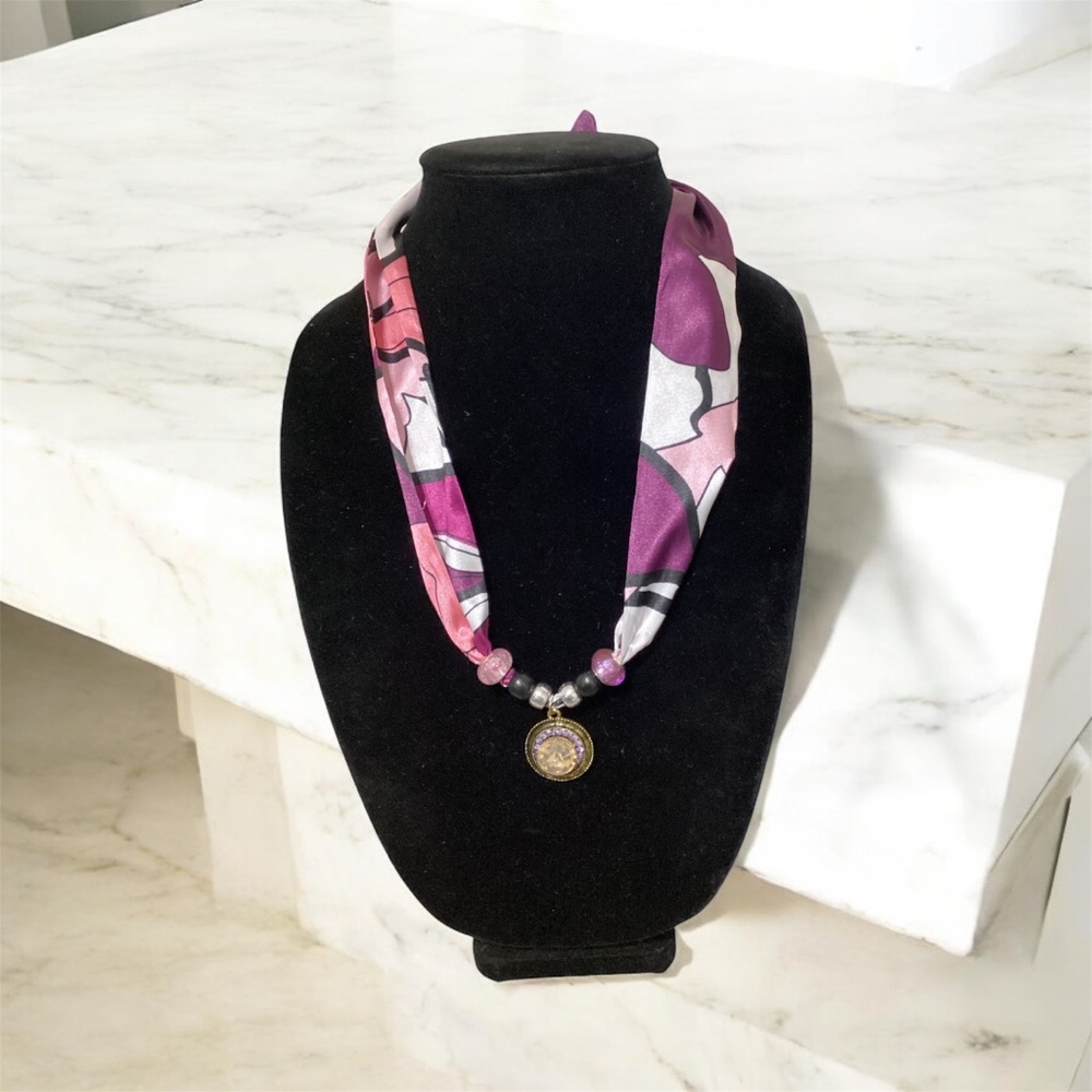 (#63) Handmade Pink and Purple Geometric Necklace